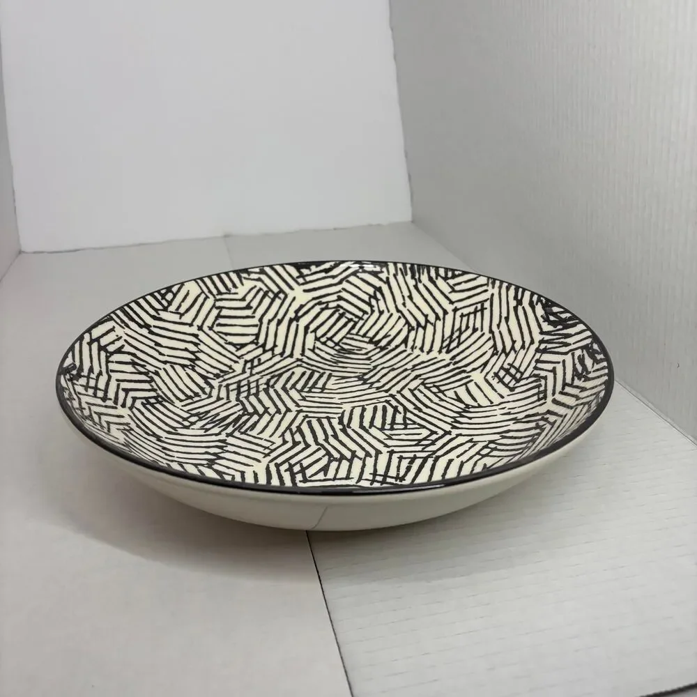 World Market Black/White Geometric Design Serving Bowl